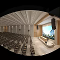 Spacious Cultural Center Hall With Rows Of Seats And Large Projection Screen