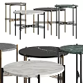 Elegant Modern Functional Table with Marble Round Top Metal Legs Multiple Colors 3d model