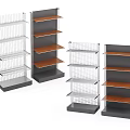 Sturdy Storage Shelving Units With Gray Frames And Wooden Wire Mesh Shelves