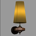 Stylish Modern Wall Lamp With Orange Fabric Lampshade And Wooden Base Design