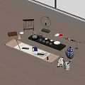 Chinese Calligraphy Brush With Inkstone Ink Rice Paper Brush Holder And Traditional Desk Setup