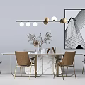 Modern Dining Table and Chair Combination Simple Dining Table and Chair Combination 3d model