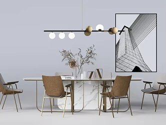 Modern Dining Table and Chair Combination Simple Dining Table and Chair Combination 3d model