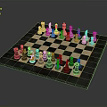 Classic Chess Set With Black And White Pieces On Checkered Chessboard