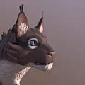 Animated Game Movie Character 3D Model With Striped Brown White Fur Standing Pose
