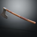 Traditional Handcrafted Axe With Wooden Handle And Polished Metal Blade