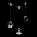 Multiple Hanging Spherical Glass Pendants Featuring Snowflake And Little House Decorative Designs