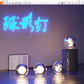Modern Spherical Decorative Lights With Blue Neon Glow In Indoor Setting 3d model