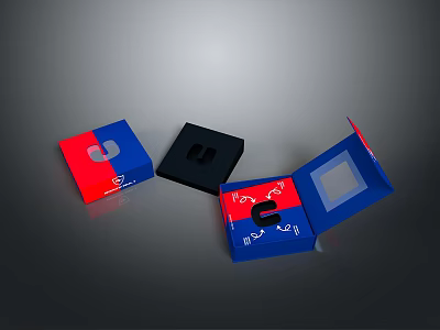 Colorful Computer Accessory Packaging Boxes In Red Blue Black With Open Design And Transparent Windows 3d model
