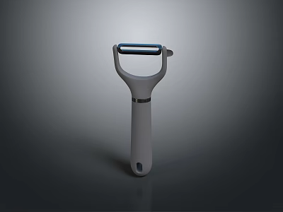 Modern White Kitchen Peeler With Blue Blade And Ergonomic Handle 3d model