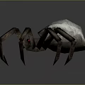 Realistic 3D Model Spider With White Back Brown Legs And Red Eyes On Gray Background