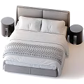 Modern Double Bed With Grey Headboard White Sheets And Soft Pillows