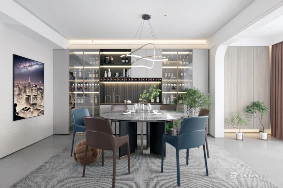 Modern Open Restaurant Kitchen Interior With Contemporary Design And Spacious Dining Space 3d model