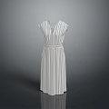 Stylish Striped Sleeveless Dress With Cinched Waist Design And Knee Length Cut