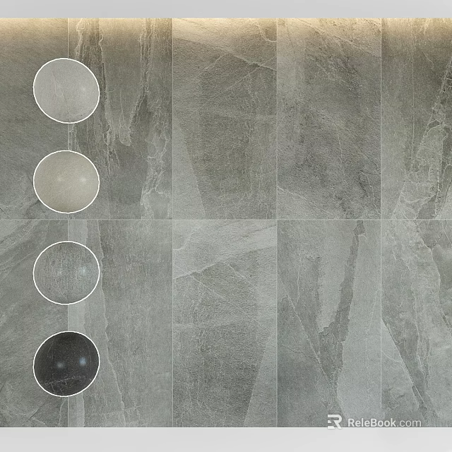 Modern Gray Tiled Wall With Vertically Arranged Circular Decorative Components 3d model