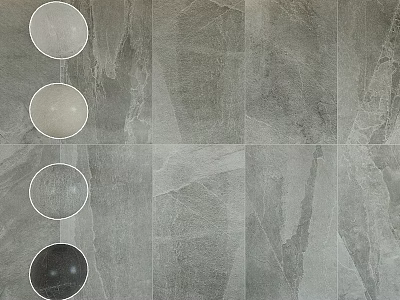 Modern Gray Tiled Wall With Vertically Arranged Circular Decorative Components 3d model