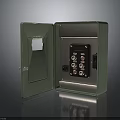 Green Electrical Equipment Distribution Box With Open Door And Internal Circuit Breakers
