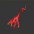 Vibrant Red Dinosaur Creature With Long Tail In Dynamic 3D Rendered Pose On Reflective Surface 3d model