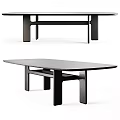 Modern Minimalist Wooden Desk With Sleek Rectangular Top And Sturdy Black Legs