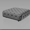 Gray Fabric Ottoman With Modern Tufted Button Design And Square Shape