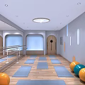 Modern Yoga Fitness Training Space With Spacious Room Exercise Balls Yoga Mats And Barre