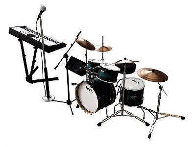 Complete Musical Instruments Kit Including Microphone Keyboard And Drum Set 3d model