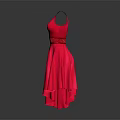 Stylish Red One Shoulder Dress With Embellished Waist And Asymmetric Hem