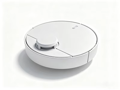 White Smart Robot Vacuum Cleaner With Round Design For Efficient Home Cleaning 3d model