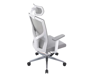 Modern Office Chair With Mesh Back Headrest Armrests And Five Point Base Wheels 3d model