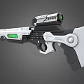 Advanced Futuristic Rifle With Sleek Silver Black Design And Green Illuminated Panel