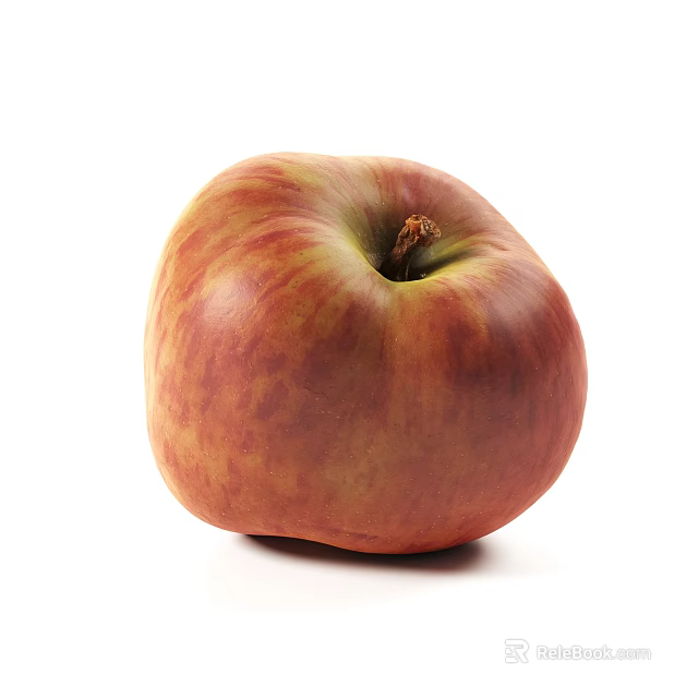 Fresh Red and Yellow Marbled Apple with Smooth Texture on White Background 3d model 