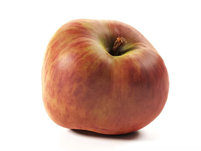 Fresh Red and Yellow Marbled Apple with Smooth Texture on White Background 3d model