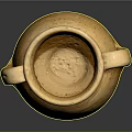 Traditional Clay Pot Sculpture Carving With Two Handles And Intricate Patterns