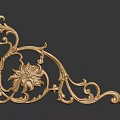 Plant Inspired Golden Decorative Ornament With Intricate Curved Patterns And Reflective Base