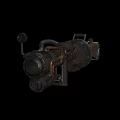 Vintage Industrial Weapon With Metal Body Wooden Grip And Intricate Mechanical Structure