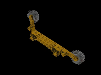 Yellow Functional Vehicle Chassis Structure With Geared Wheels And Mechanical Components 3d model