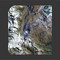 Natural Landscape Design With 3D Terrain Model Featuring Mountains Green Vegetation And Water Areas