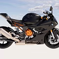 Black BMW Sport Motorcycle With Sleek Aerodynamic Design And Orange Accents