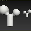 Two White Floor Lamps With Rounded Globes In Modern Light Green And Gray Wall Interior