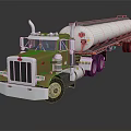 Semi Truck Detailed Front View Featuring Tall Exhaust Pipes Classic Grille And Brown White Cab