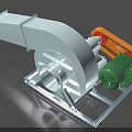 Industrial Blower Equipment with Green Motor Orange Component and White Housing Base