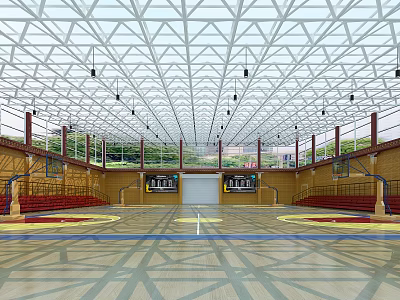 modern basketball hall basketball court 3d model