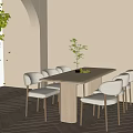 Modern Dining Table and Chair Combination Cream Dining Table and Chair Combination 3d model