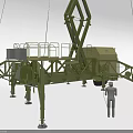 Large Green Industrial Mechanical Structure With Platform Lifting Mechanism And Human Figure For Scale