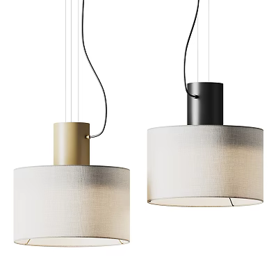 Modern Pendant Lights With Fabric Shade And Gold Black Finish Design 3d model