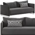 Modern Gray Multi Seater Sofa With Black And White Geometric Pattern Pillows 3d model