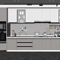 Modern Kitchen Interior With Gray Cabinets Marble Countertop And Appliances