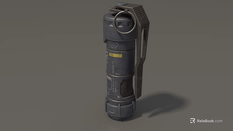 Military Grenade Weapon With Metal Pull Ring Dark Gray Body And Textured Surface 3d model 