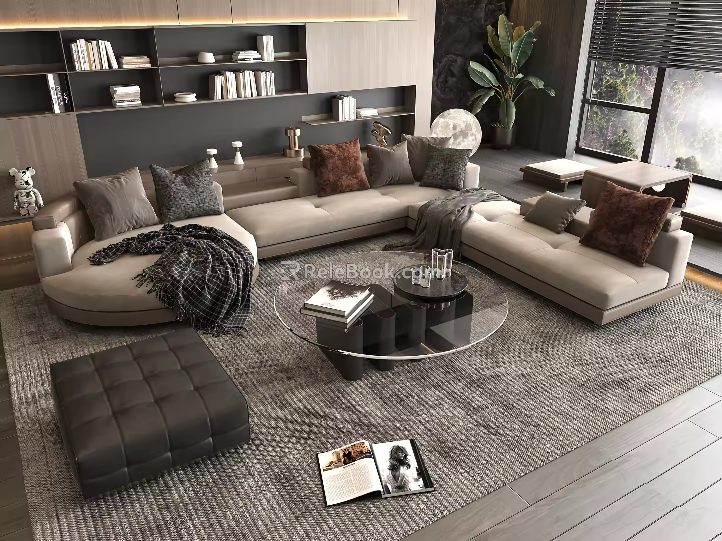 Sofa Coffee Table Combination Multi-person Corner Sofa Coffee Table Leisure Chair Side Table Corner Table 3d model