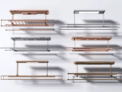 Modern Metal Clothes Hangers With Hanging Bars Hooks And Rose Gold Silver Bronze Finishes 3d model